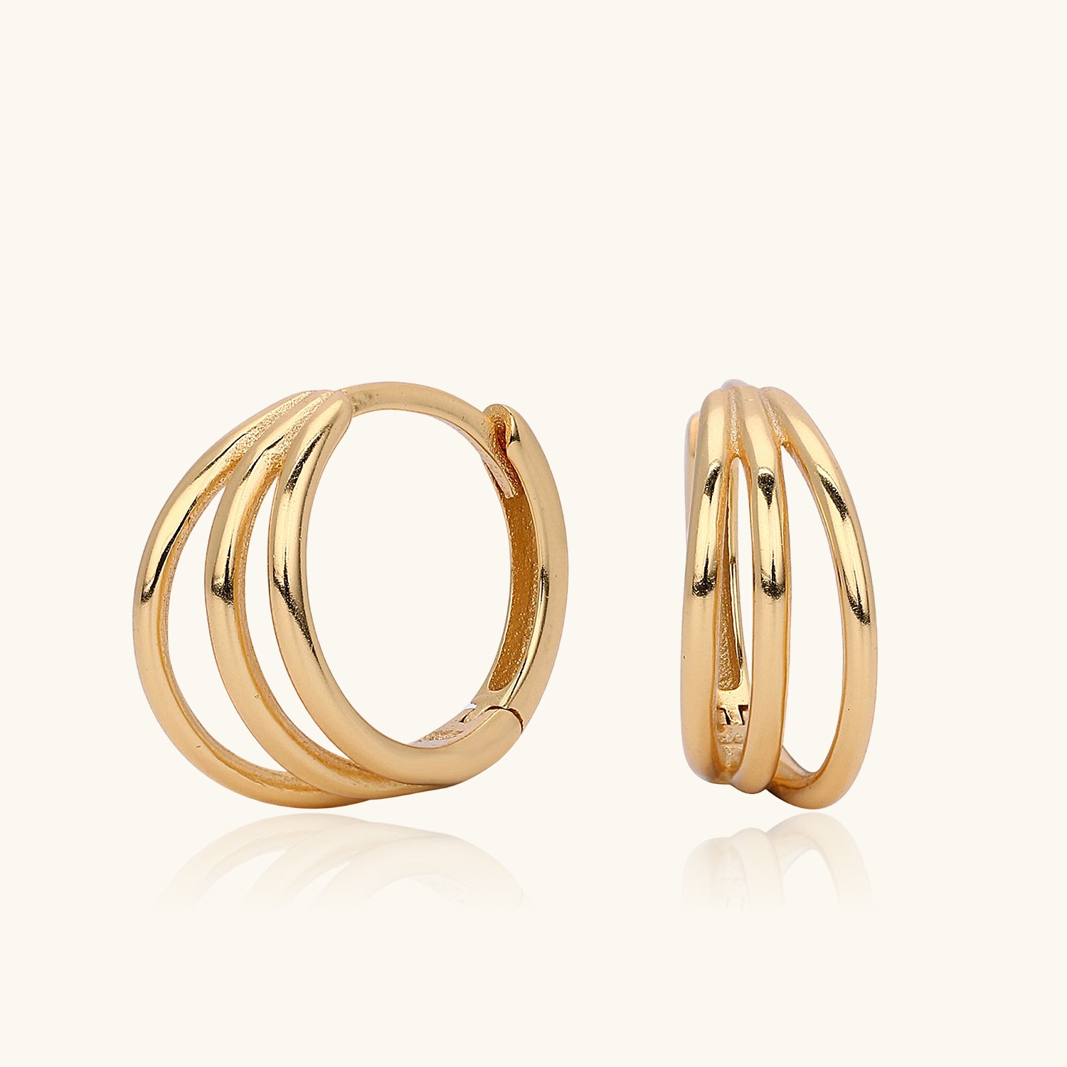 Triple Hoop Illusion Earrings - Gold