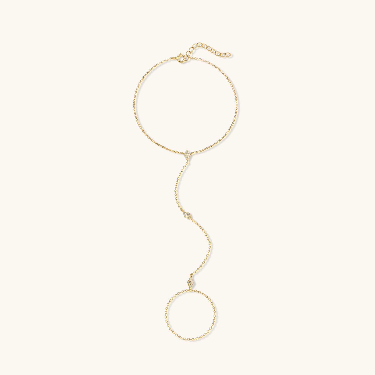 Triple Kite Diamond Hand Chain Bracelet - Gold