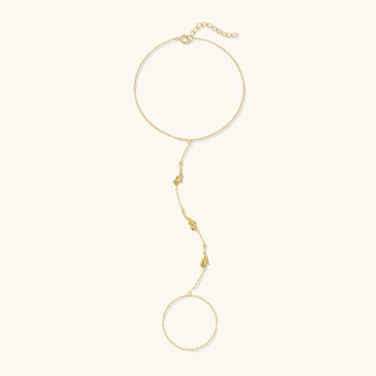Triple Lucky Fish Hand Chain Bracelet - Gold