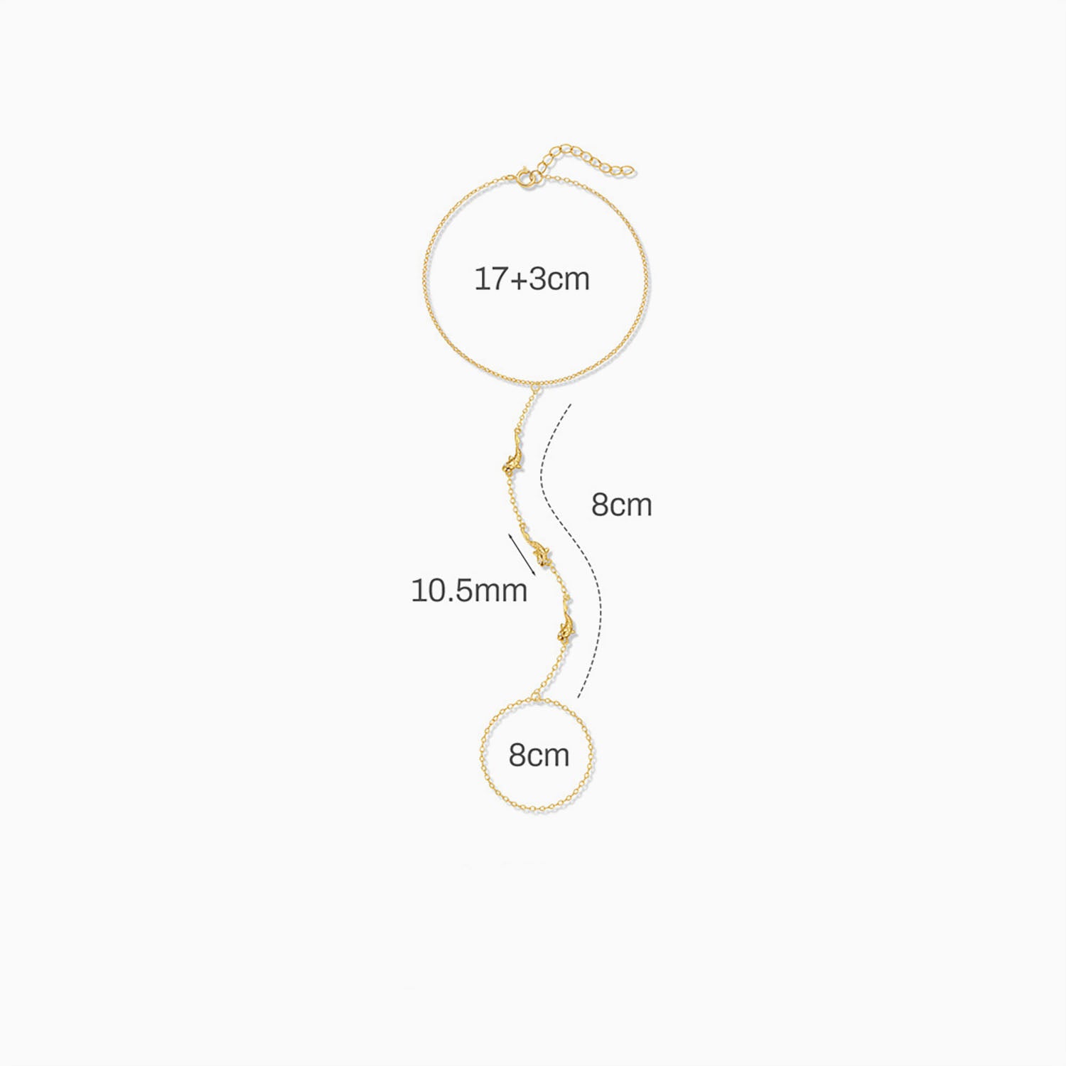 Triple Lucky Fish Hand Chain Bracelet - Gold