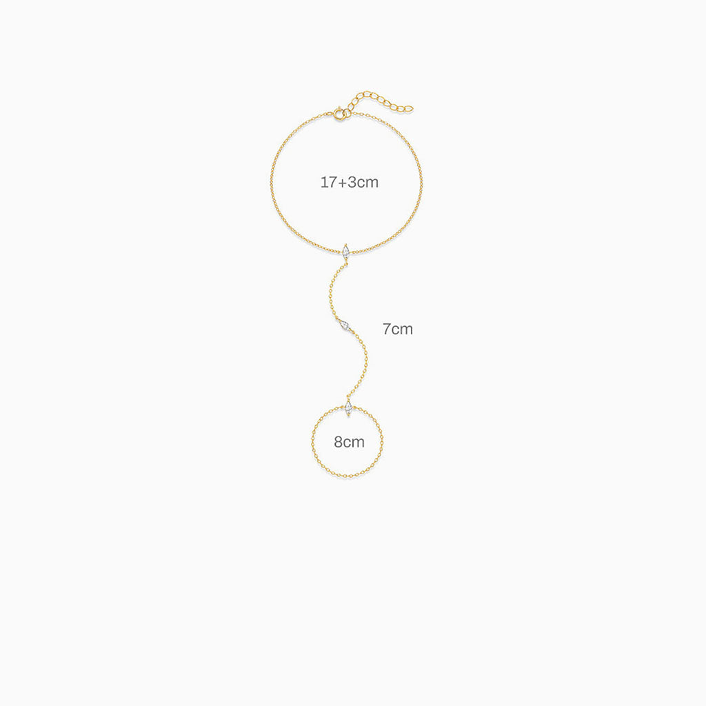 Triple Marquise Diamond Hand Chain Bracelet - Gold
