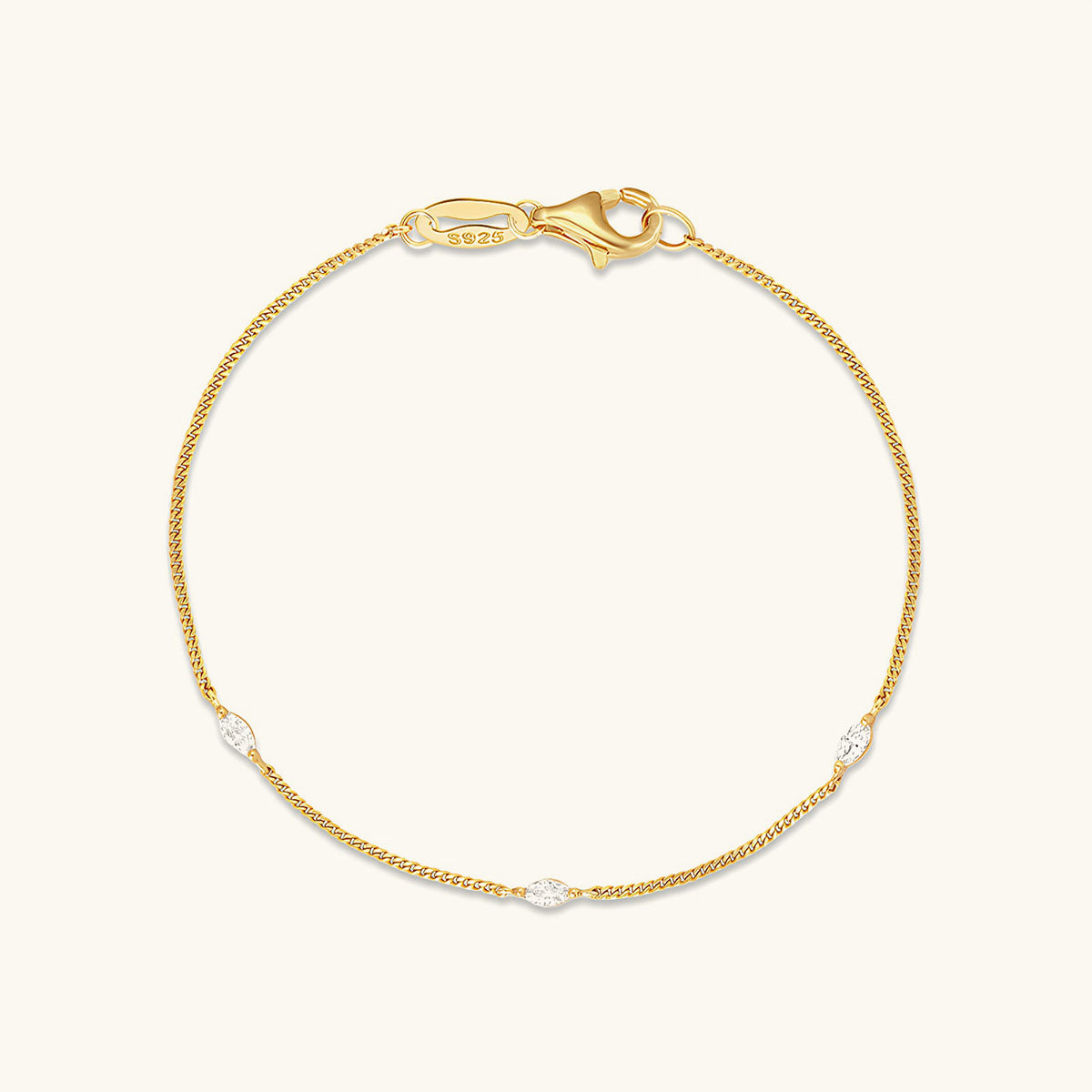 Triple Marquise Simulated Diamond Bracelet ‑ Gold