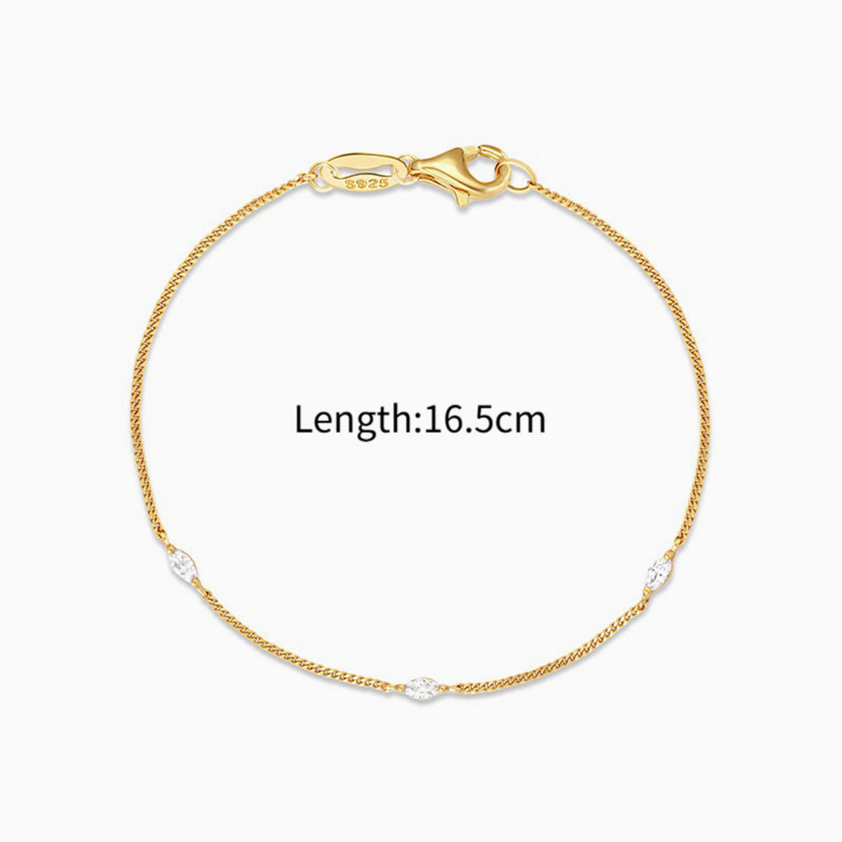 Triple Marquise Simulated Diamond Bracelet ‑ Gold