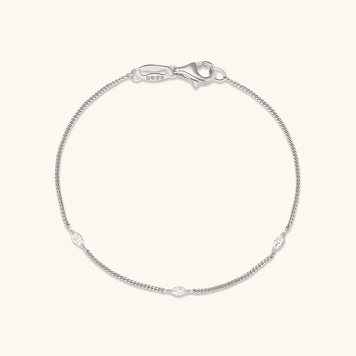 Triple Marquise Simulated Diamond Bracelet ‑ Silver