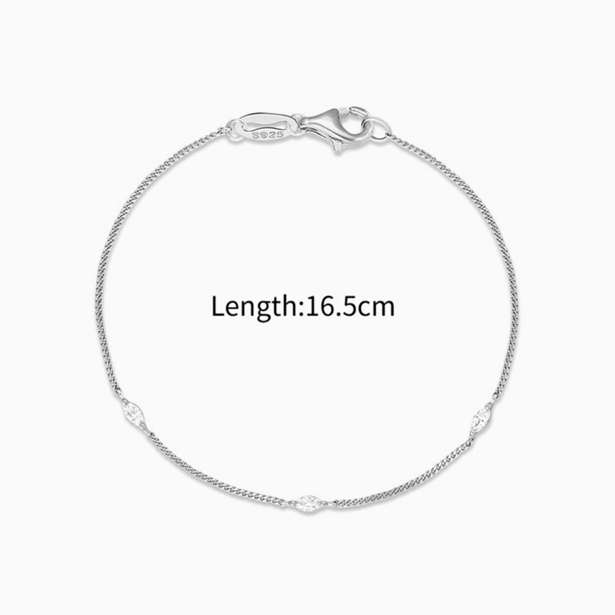 Triple Marquise Simulated Diamond Bracelet ‑ Silver