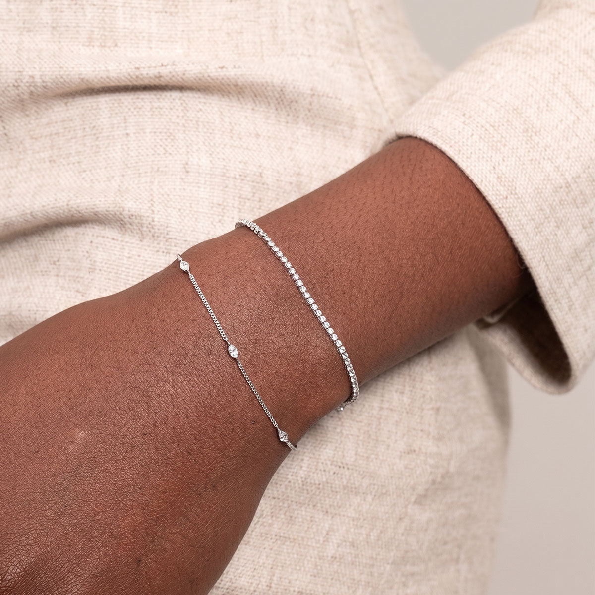 Triple Marquise Simulated Diamond Bracelet ‑ Silver