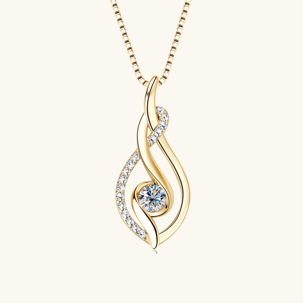 Twist Moissanite Pendant Necklace - Gold