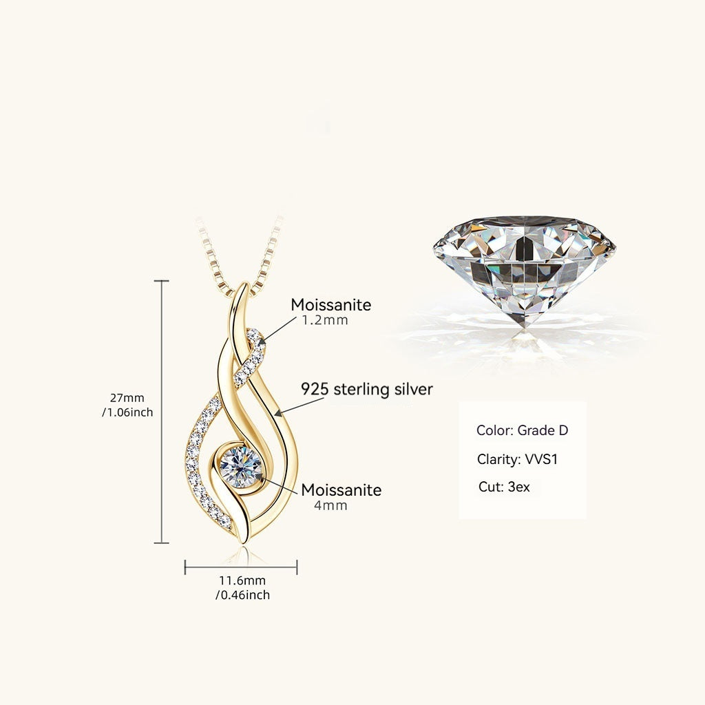 Twist Moissanite Pendant Necklace - Gold