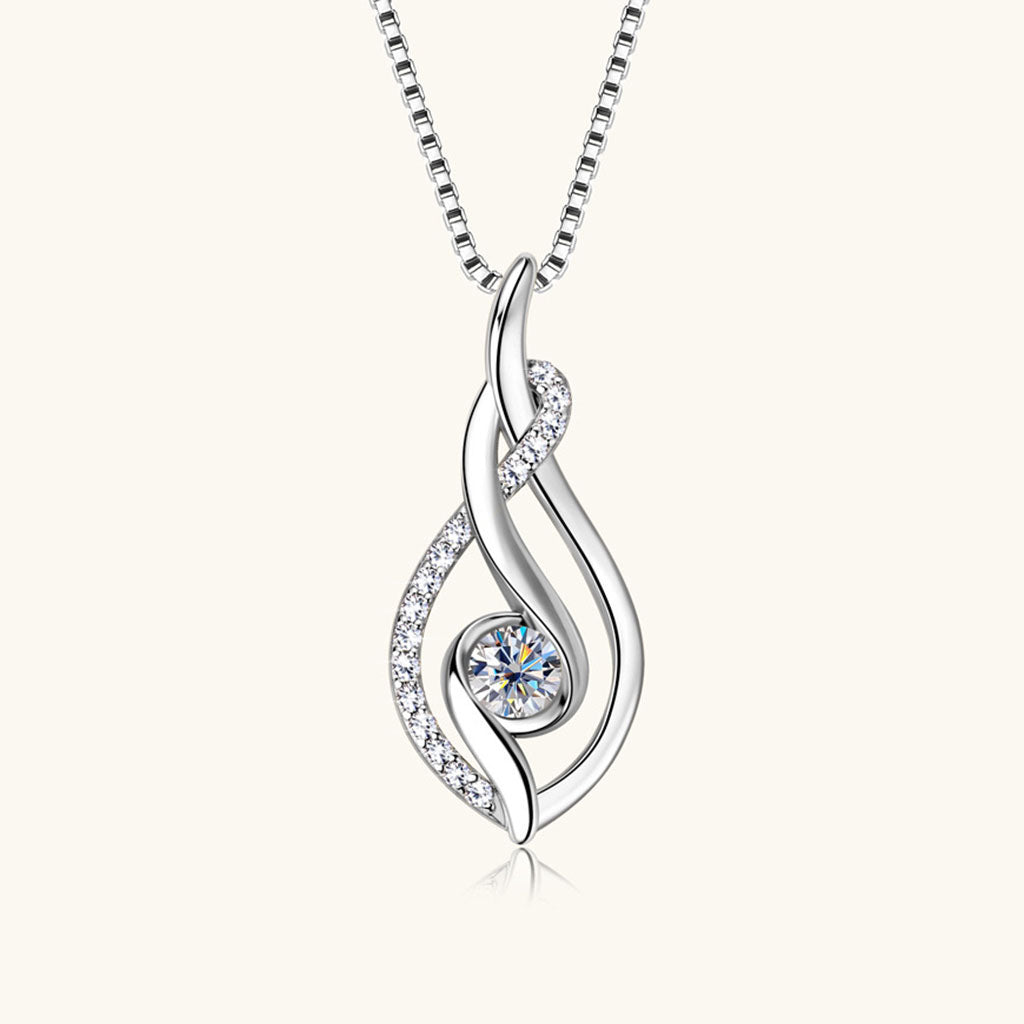Twist Moissanite Pendant Necklace - Silver