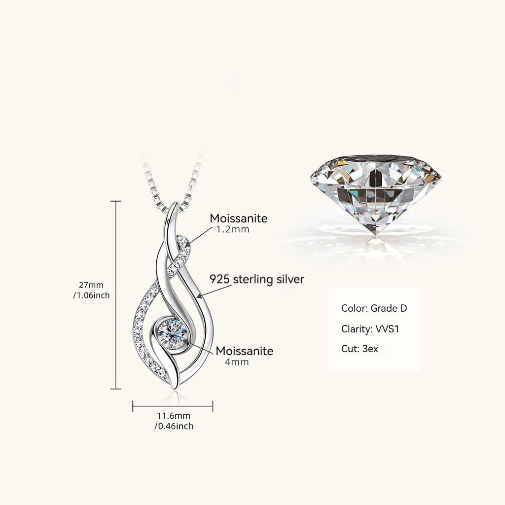 Twist Moissanite Pendant Necklace - Silver