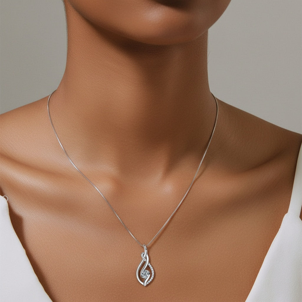 Twist Moissanite Pendant Necklace - Silver
