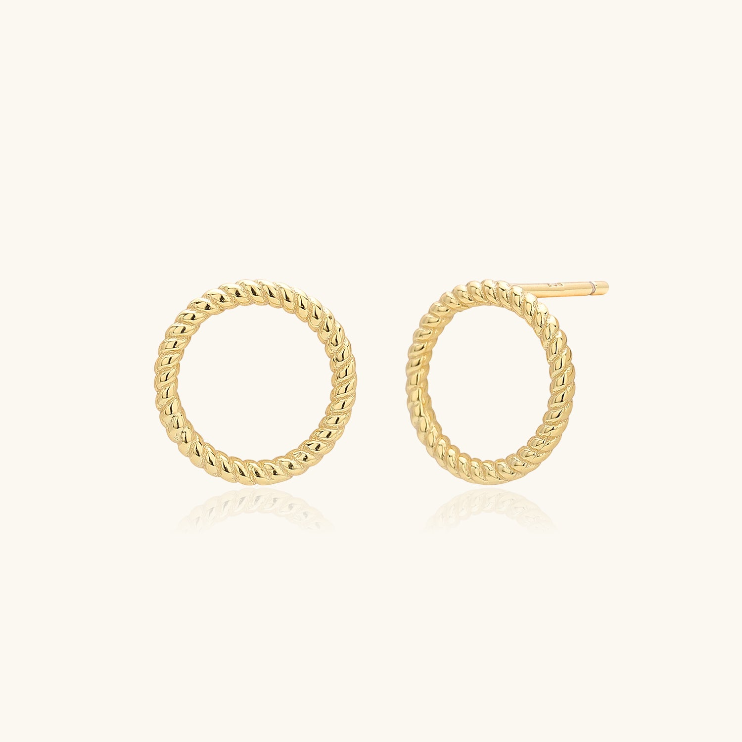 Twisted Circle Stud Earrings - Gold