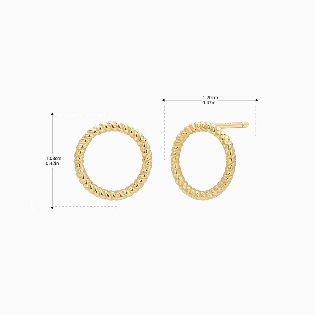 Twisted Circle Stud Earrings - Gold