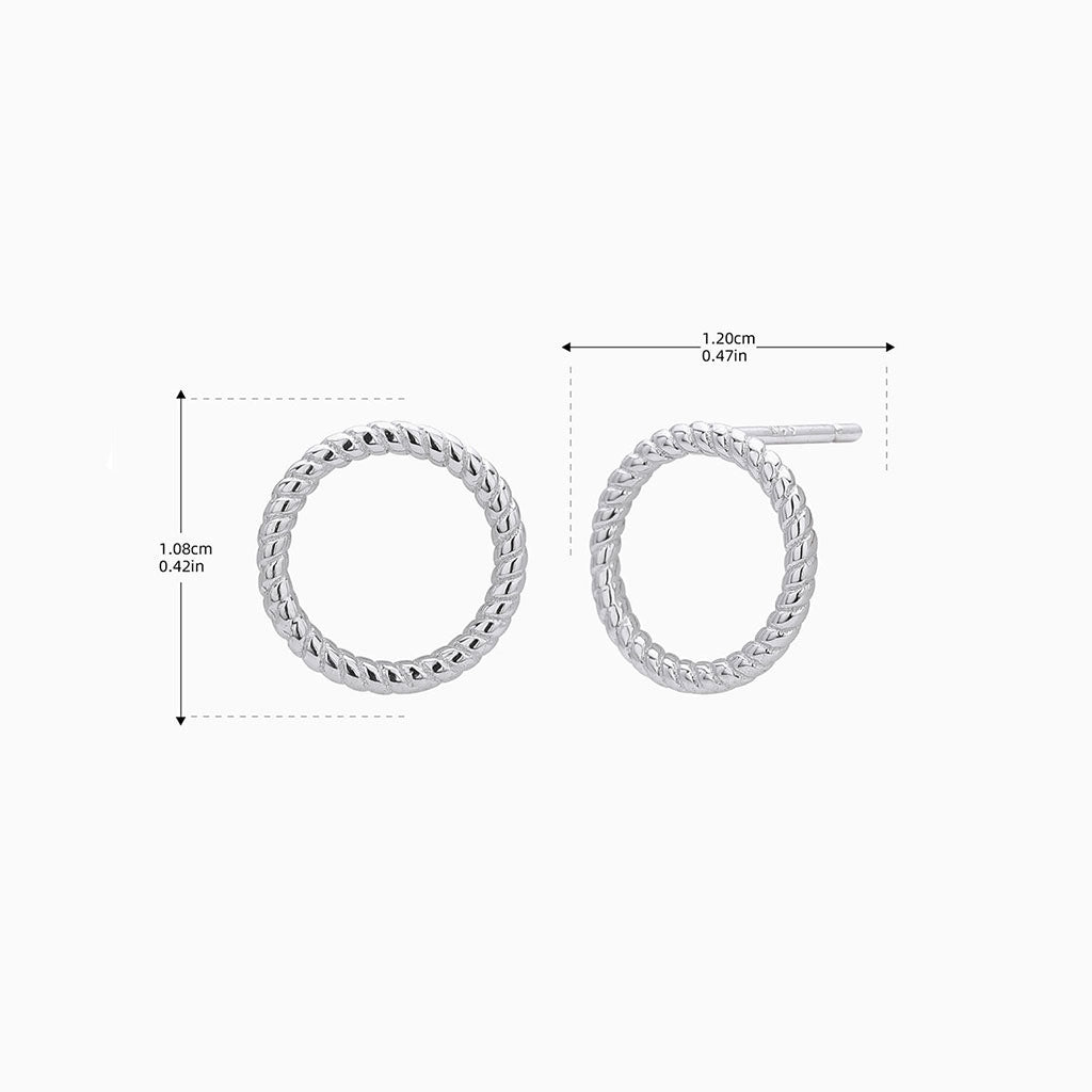 Twisted Circle Stud Earrings - Silver