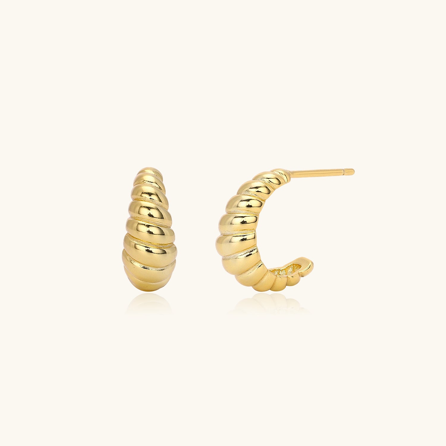 Twisted Croissant Dome C Hoop Earrings - Gold