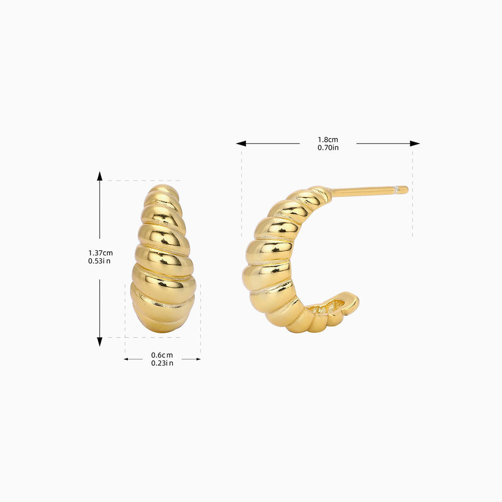 Twisted Croissant Dome C Hoop Earrings - Gold