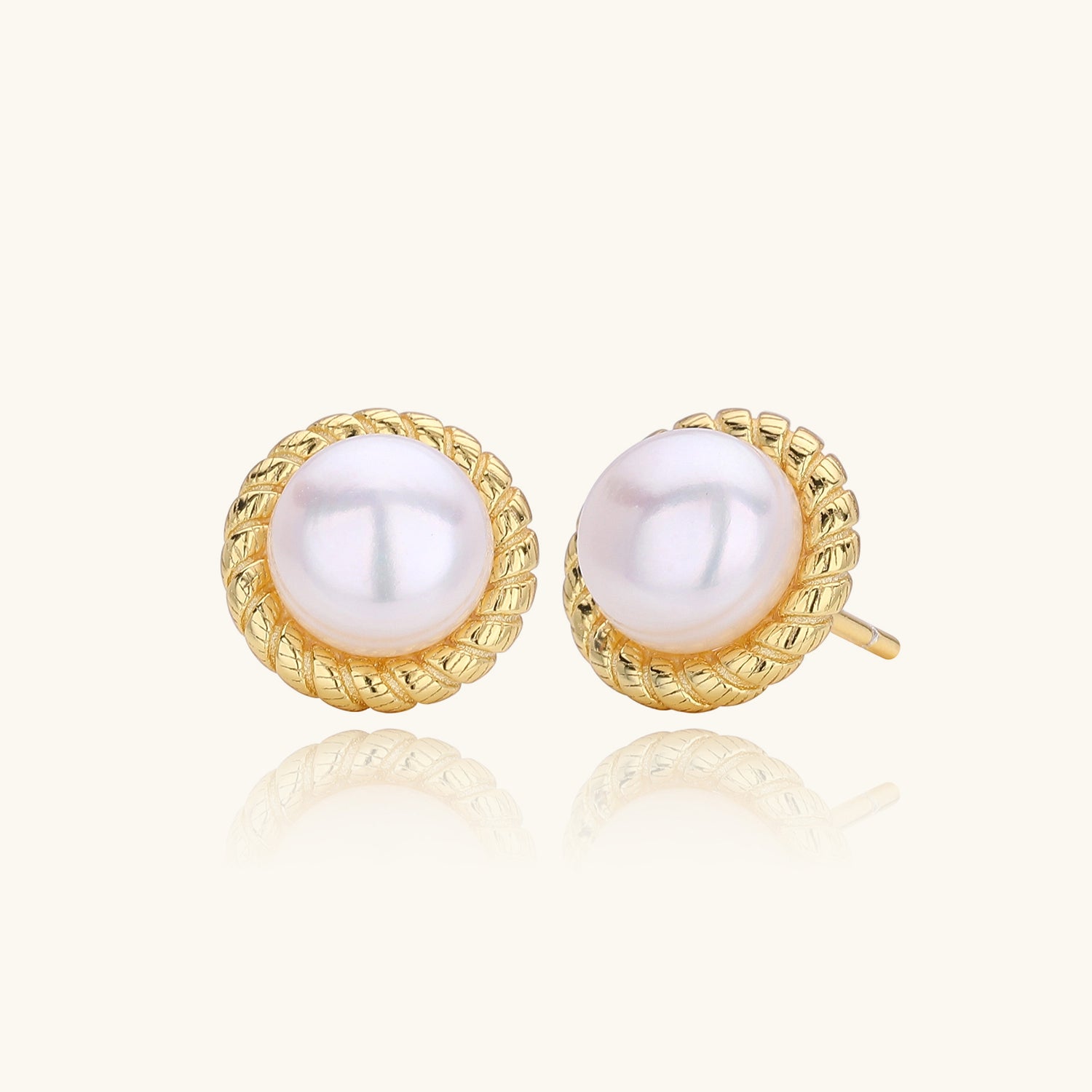 Twisted Halo Pearl Earrings - Gold