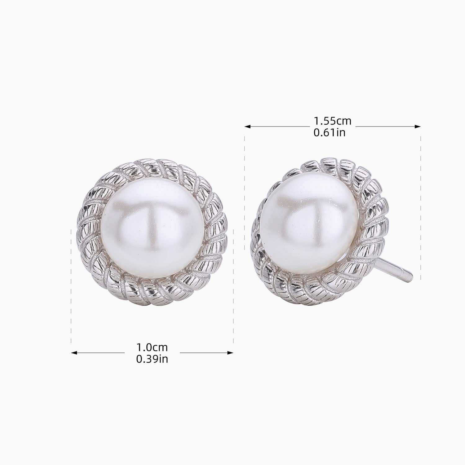 Twisted Halo Pearl Earrings - Silver