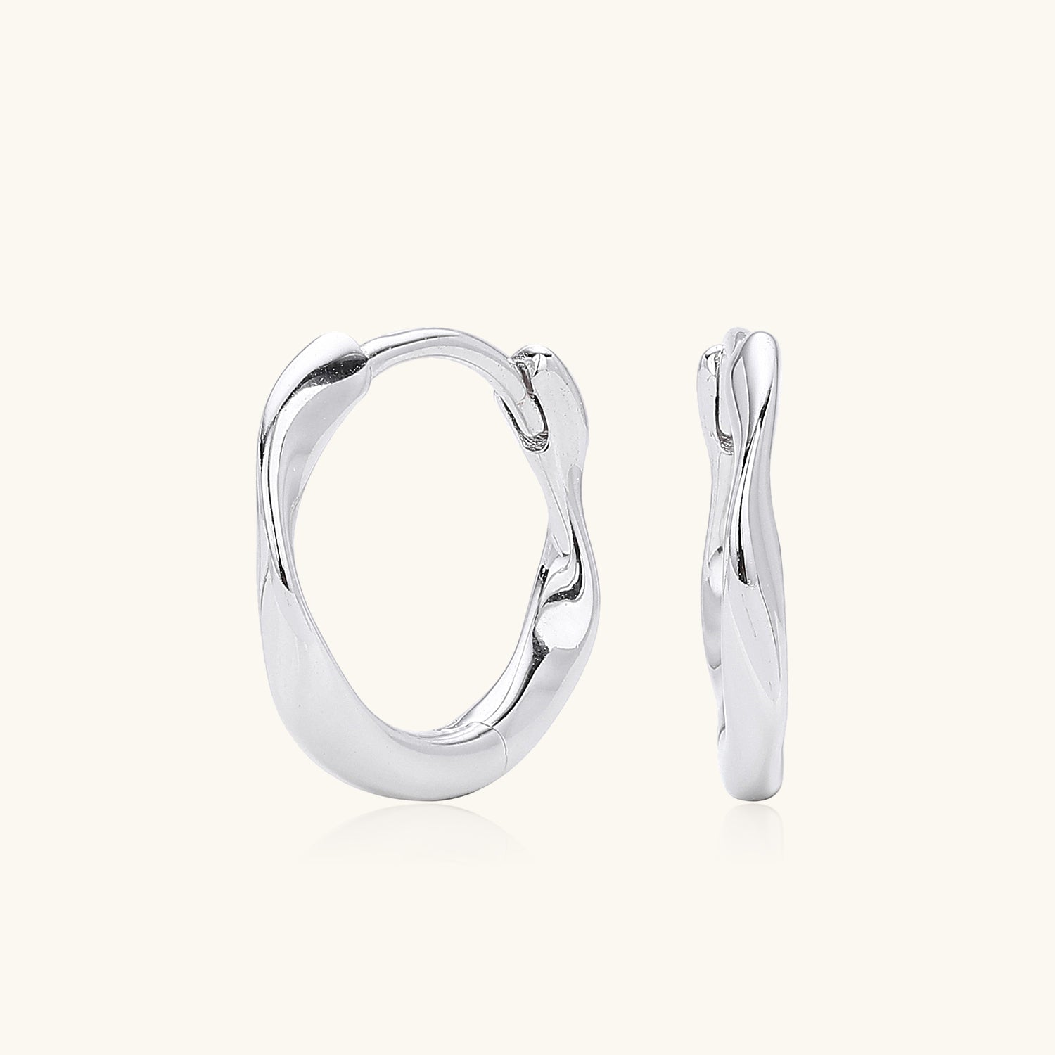 Twisted Hoop Earrings - Silver