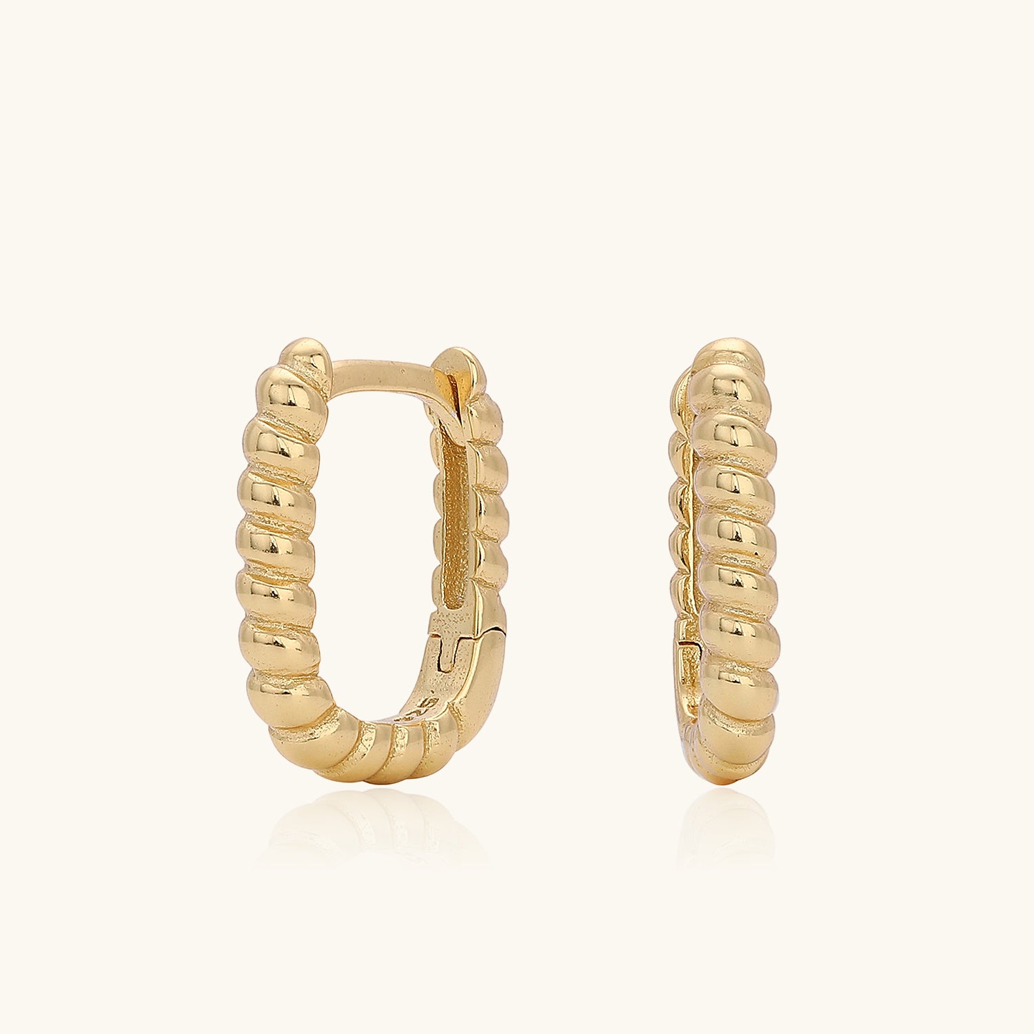 Twisted Huggie Hoop Earrings - Gold
