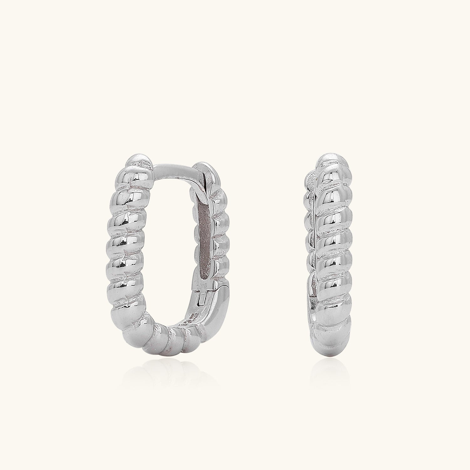 Twisted Huggie Hoop Earrings - Silver