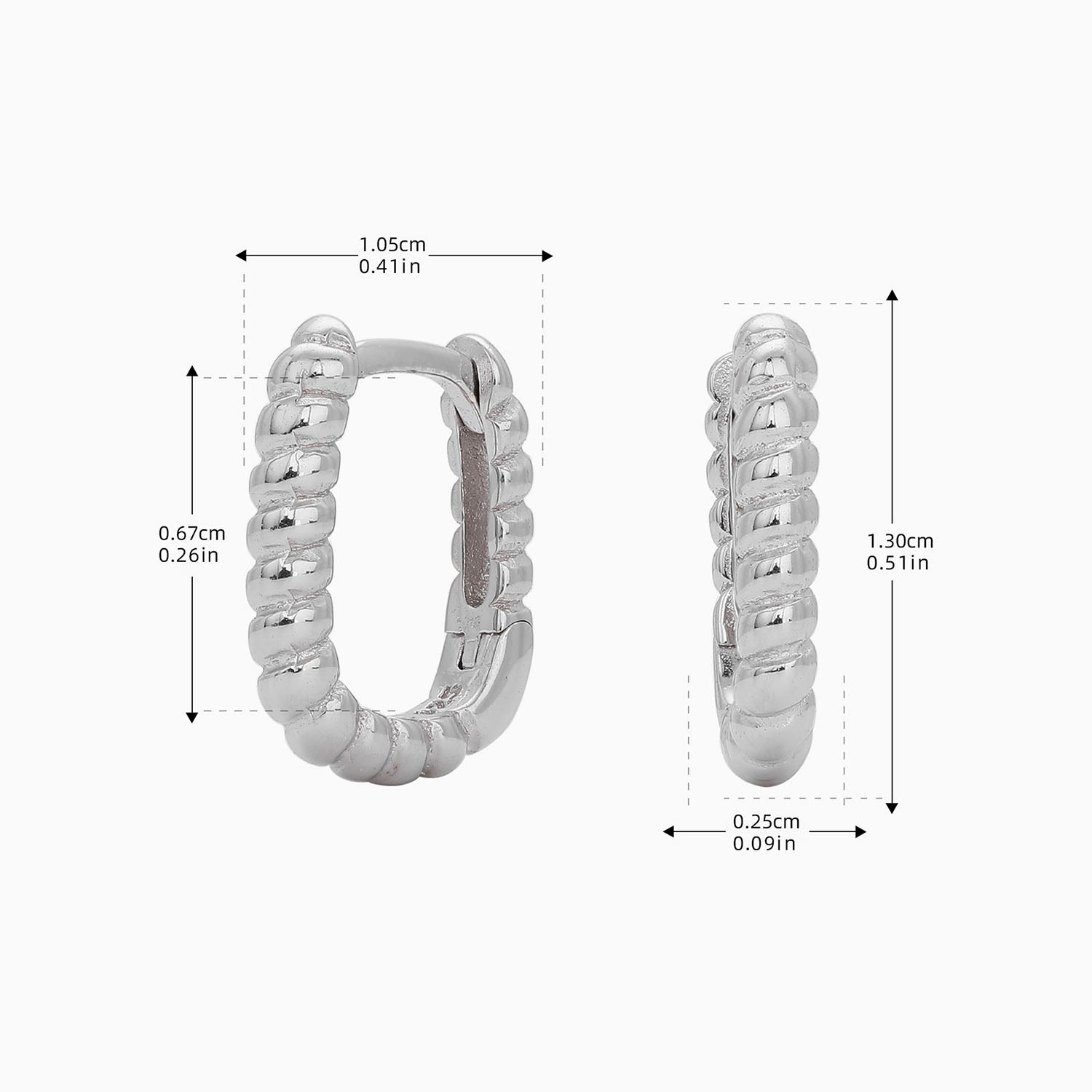Twisted Huggie Hoop Earrings - Silver