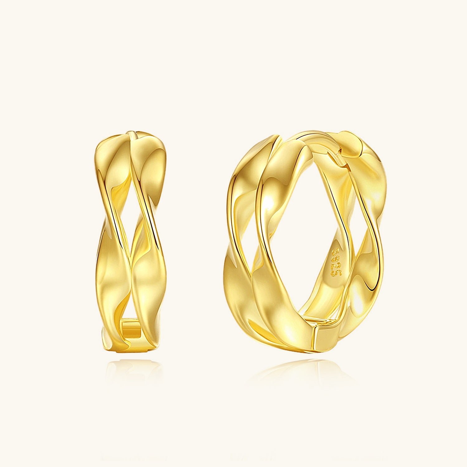 Twisted Mobius Double Hoop Earrings - Gold