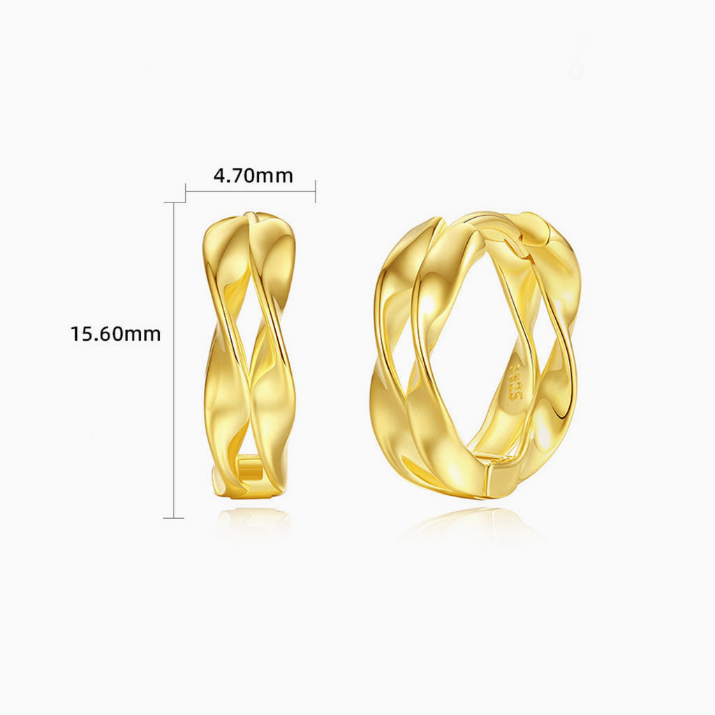 Twisted Mobius Double Hoop Earrings - Gold