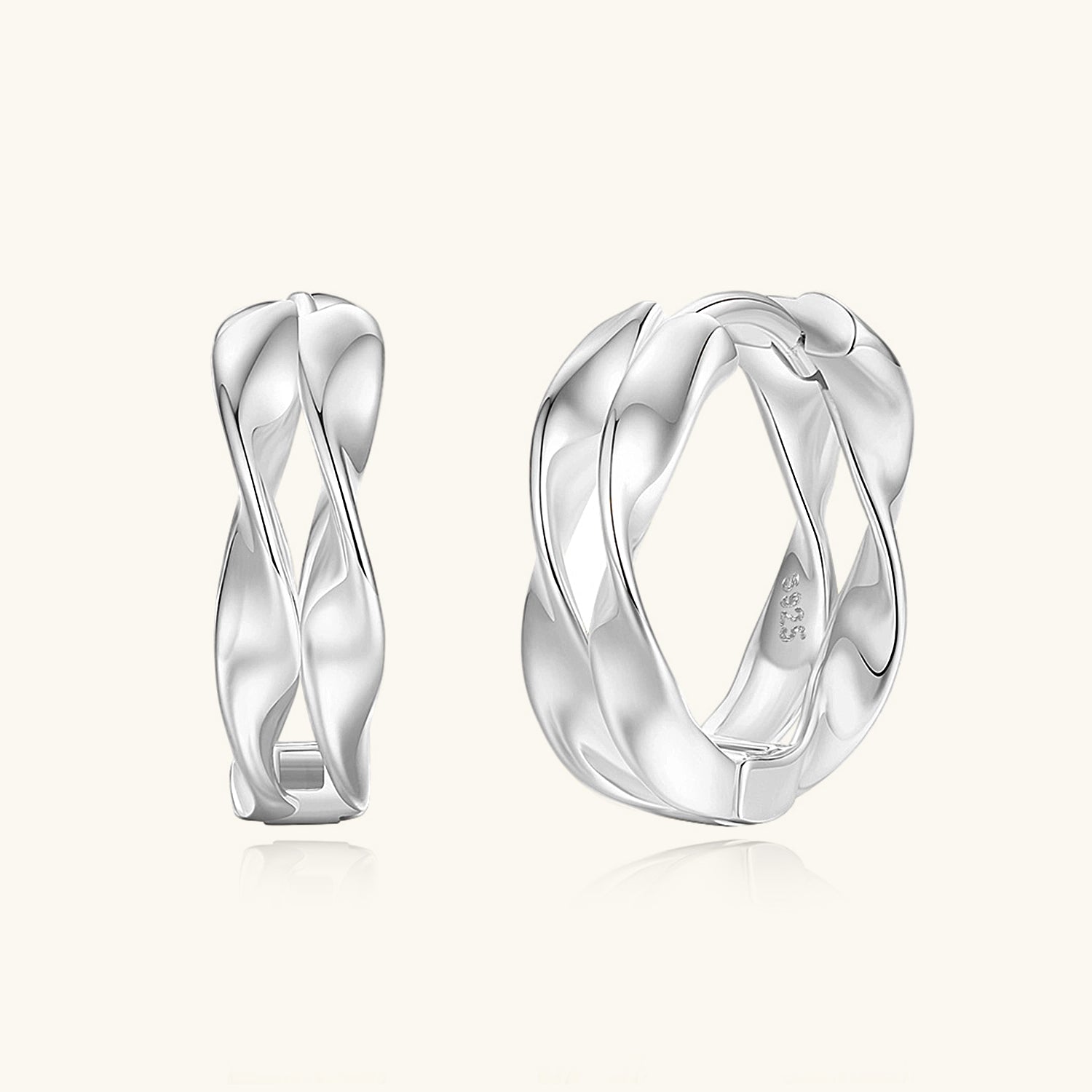 Twisted Mobius Double Hoop Earrings - Silver