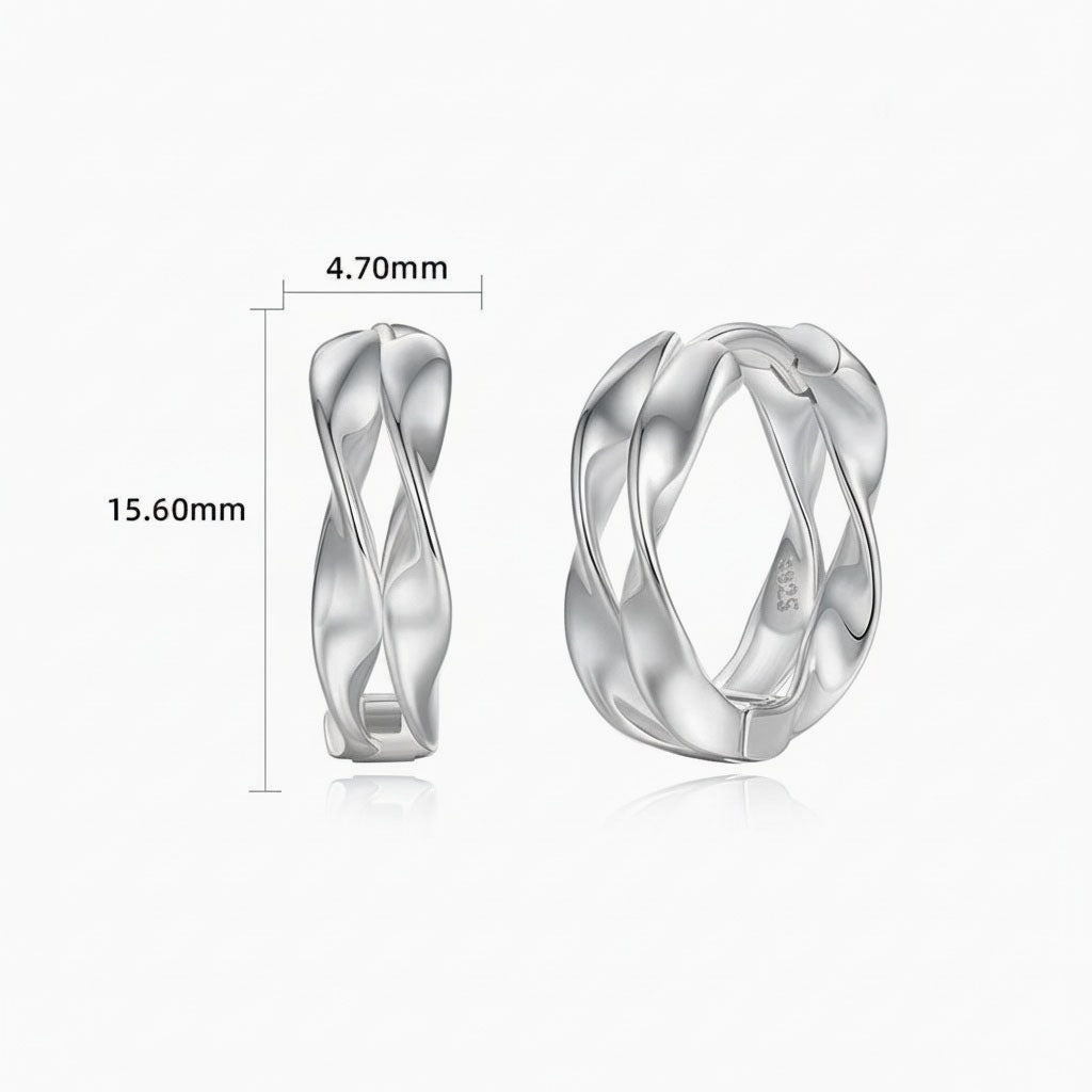 Twisted Mobius Double Hoop Earrings - Silver
