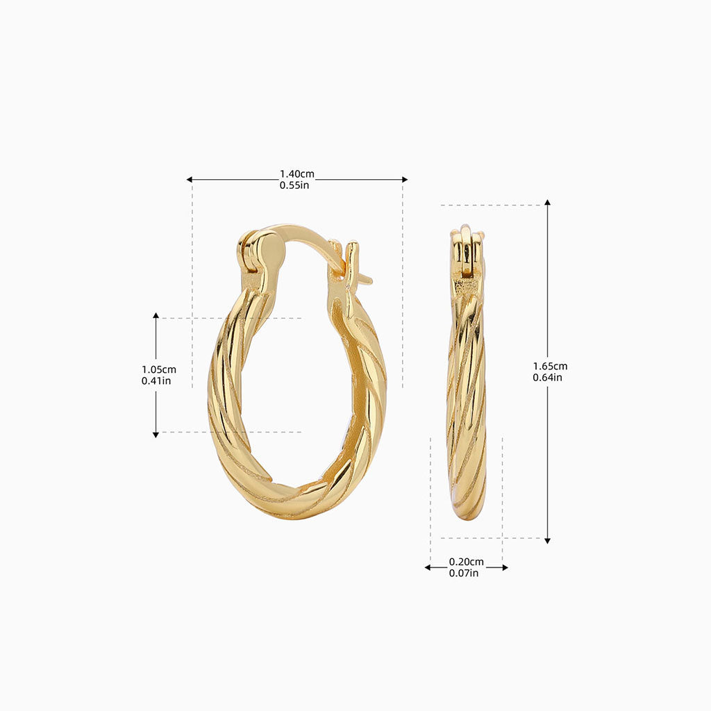 Twisted Oval Huggie Hoop Earrings - Gold