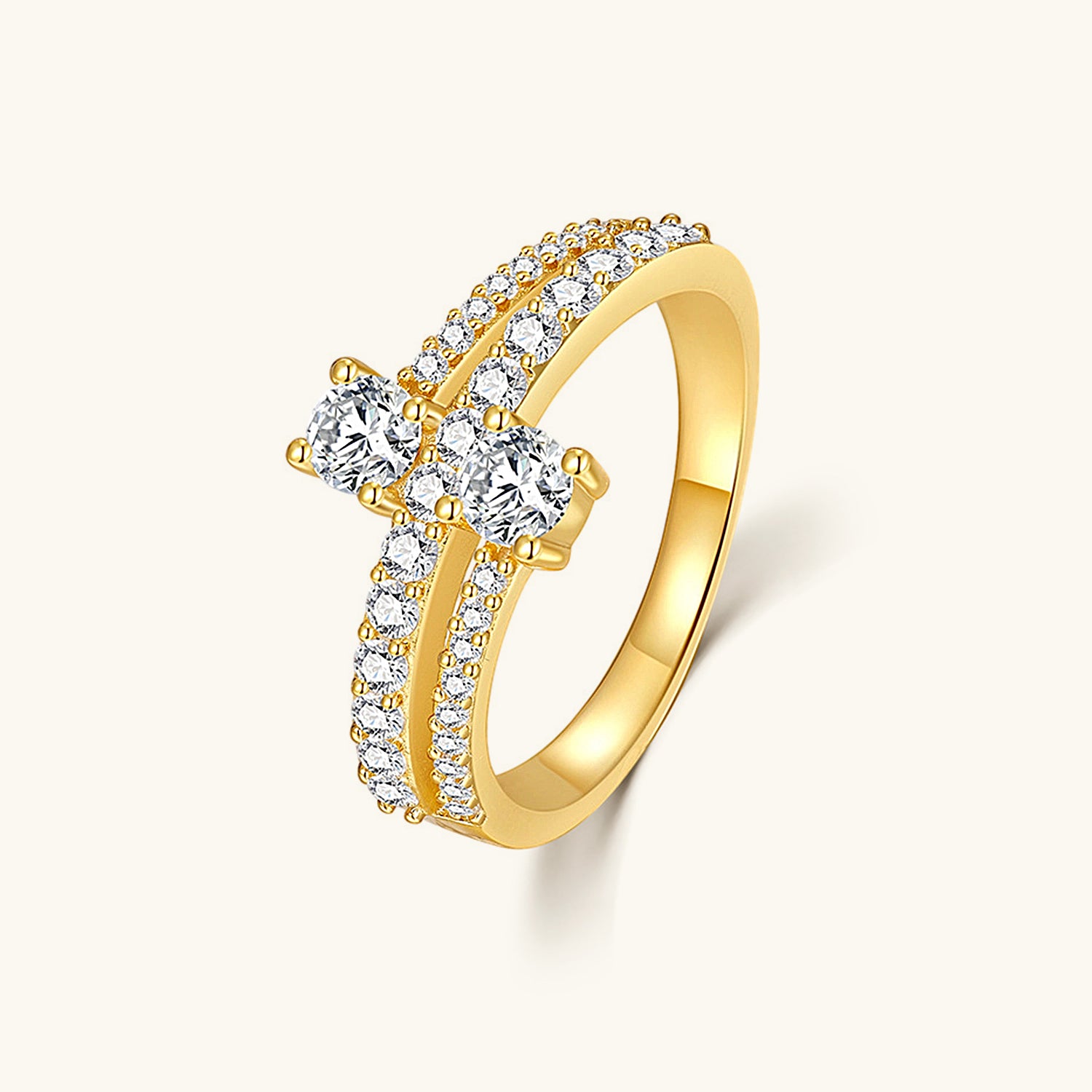 Two Stone Moissanite Toi et Moi Ring Ring - Gold