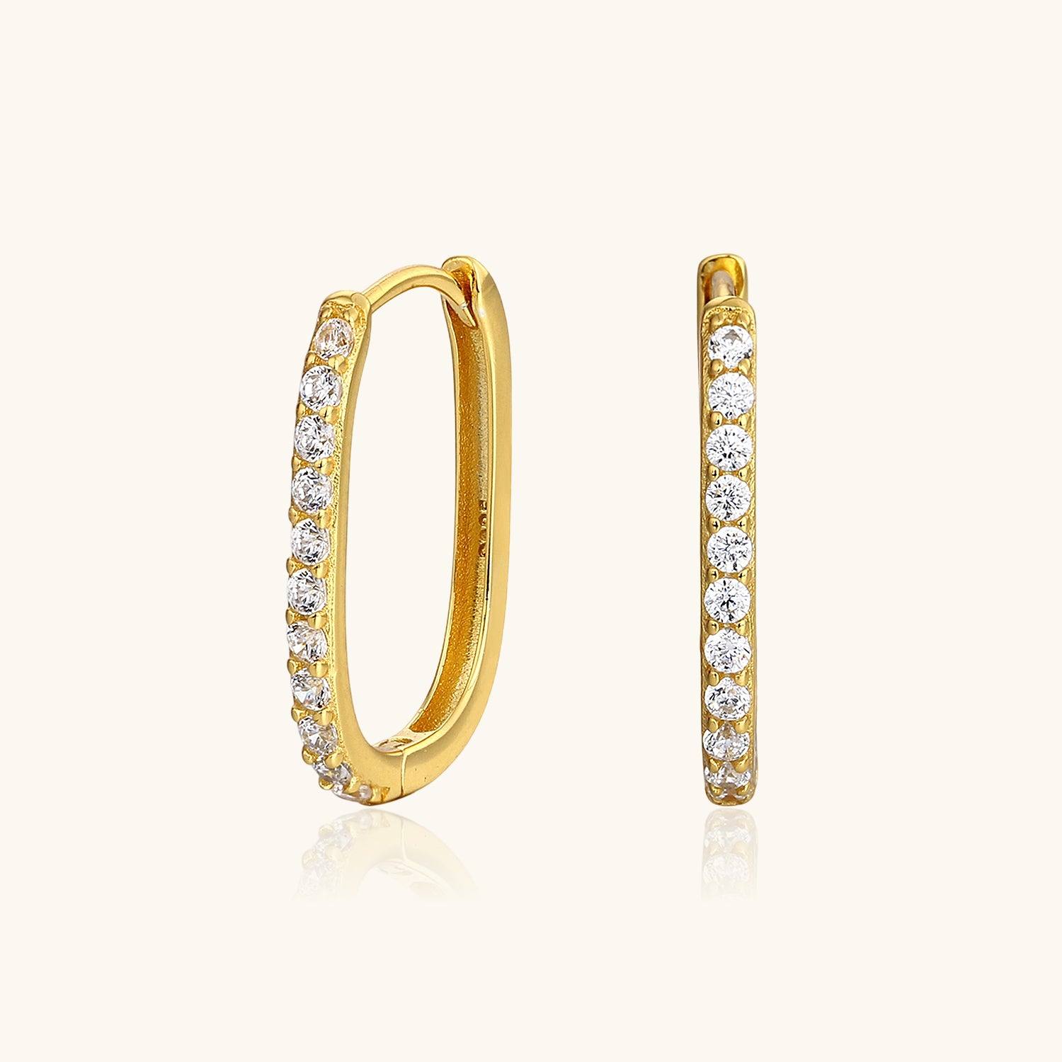 U Shape Diamond Half Eternity Hoop Earrings - Gold