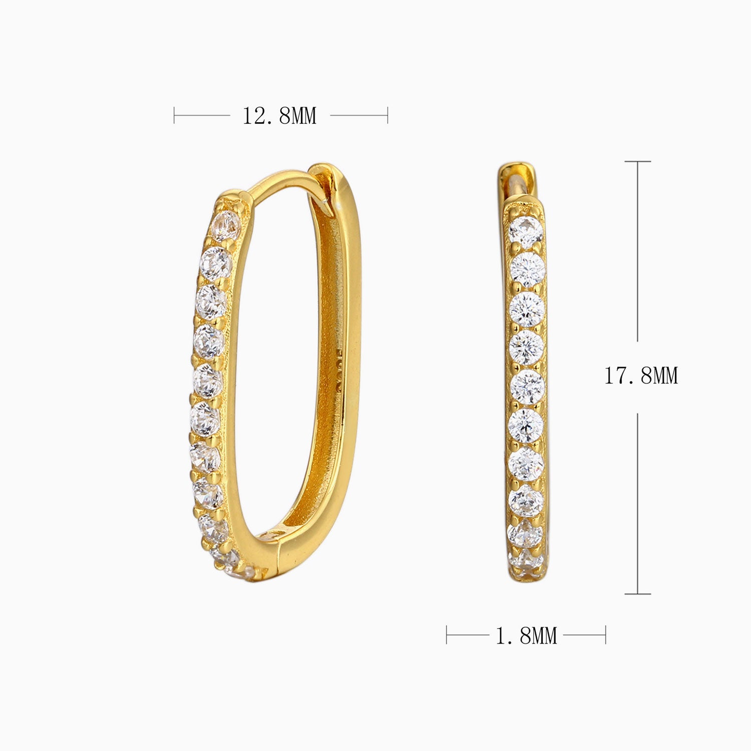 U Shape Diamond Half Eternity Hoop Earrings - Gold