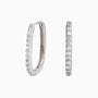 U Shape Diamond Half Eternity Hoop Earrings - Silver