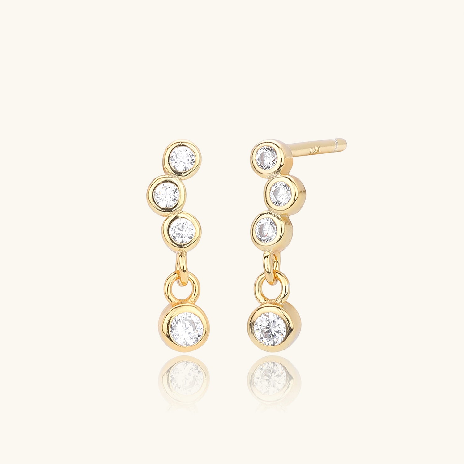 Unique Bubble Diamond Drop Earrings - Gold