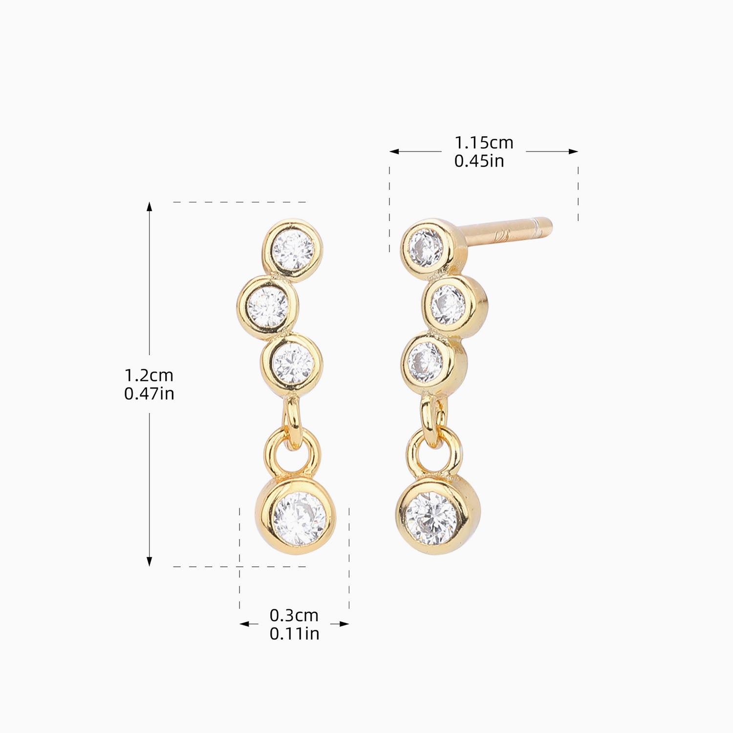 Unique Bubble Diamond Drop Earrings - Gold
