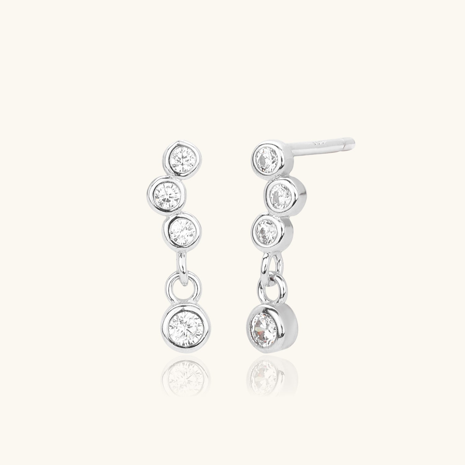 Unique Bubble Diamond Drop Earrings - Silver