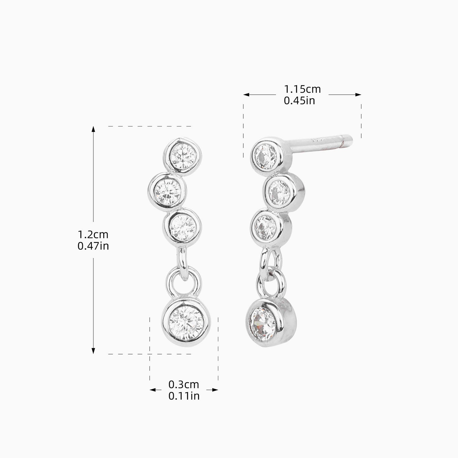 Unique Bubble Diamond Drop Earrings - Silver