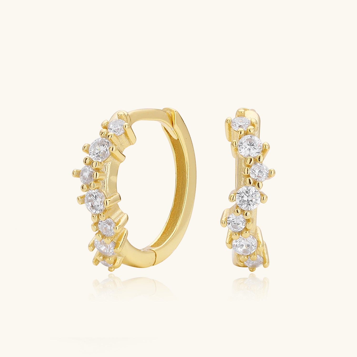 Unique Bubble Diamond Hoop Earrings - Gold