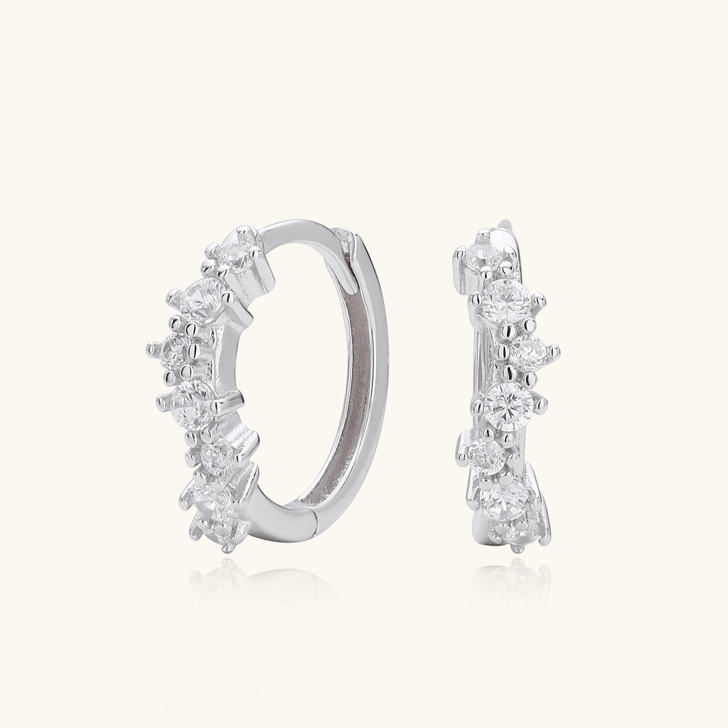 Unique Bubble Diamond Hoop Earrings - Silver