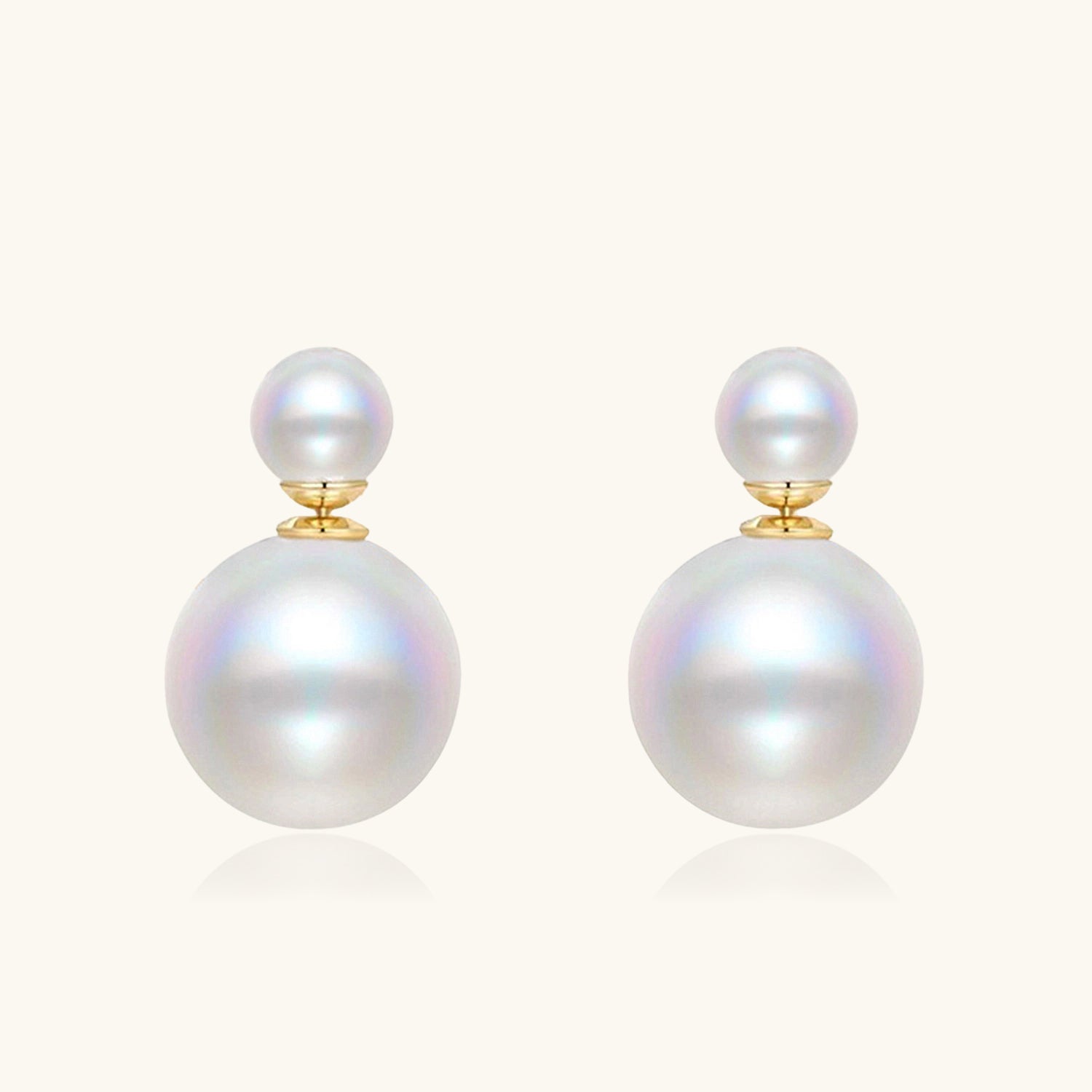 Versatile Double Pearl Stud Earrings - Gold