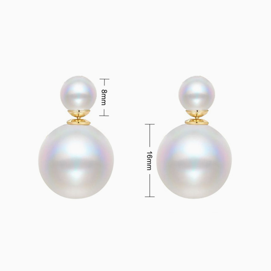 Versatile Double Pearl Stud Earrings - Gold