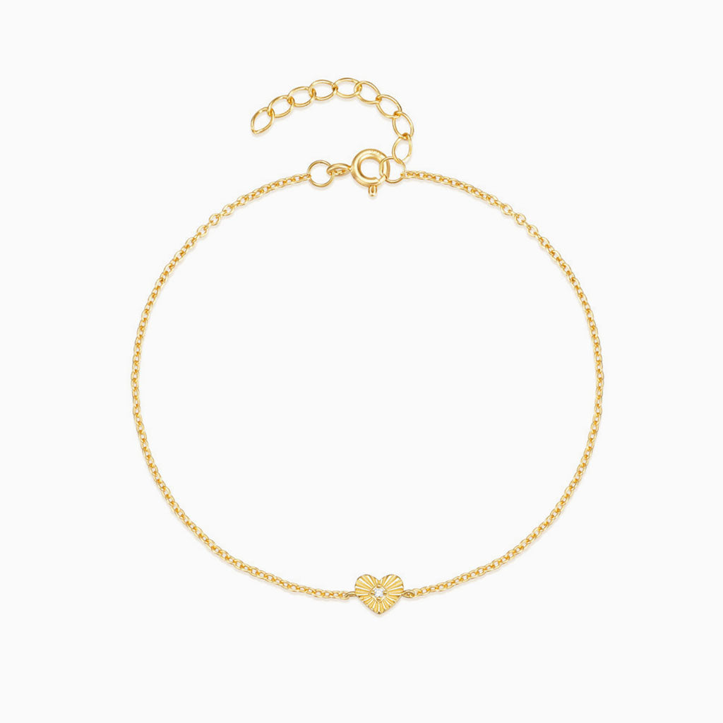 Vintage Diamond Heart Bracelet - Gold