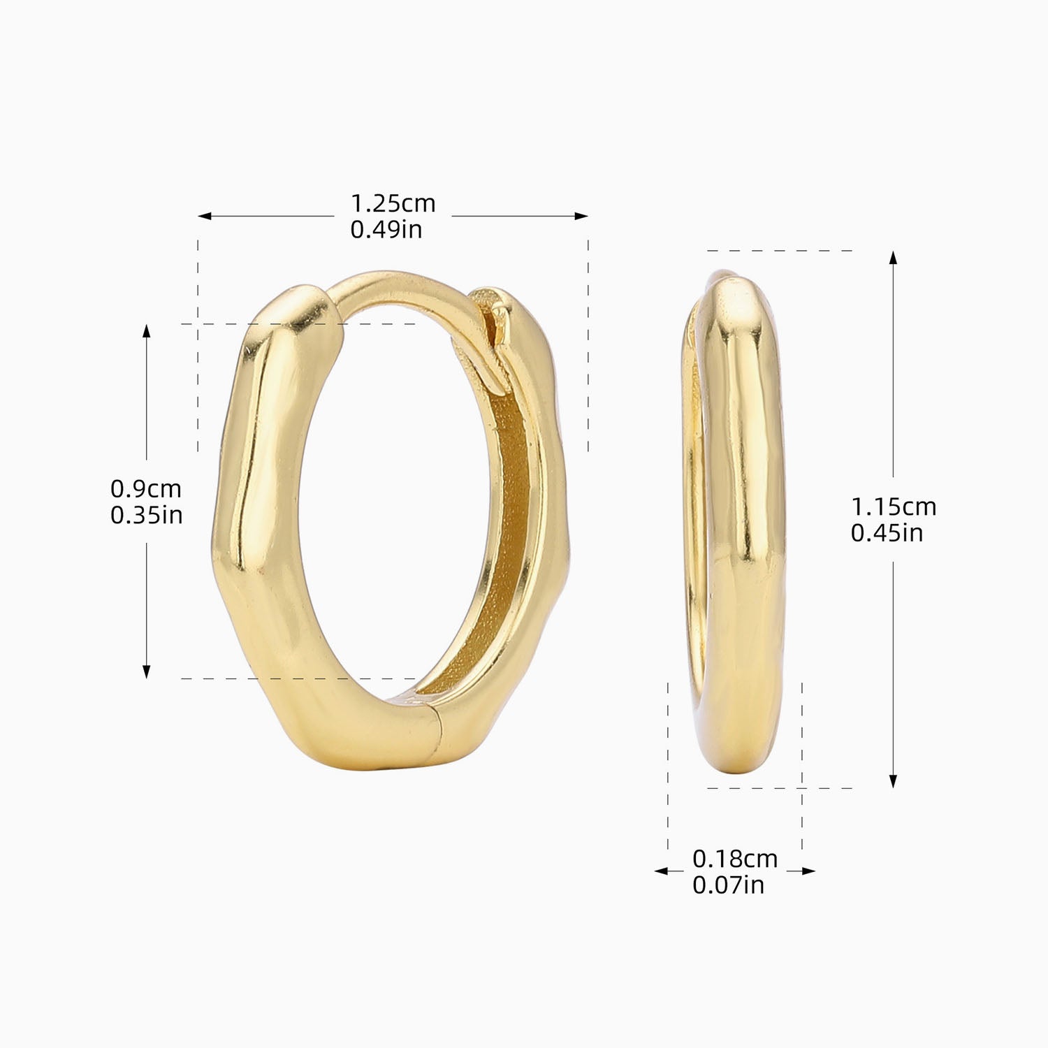 Wave Octagon Huggie Hoop Earrings - Gold