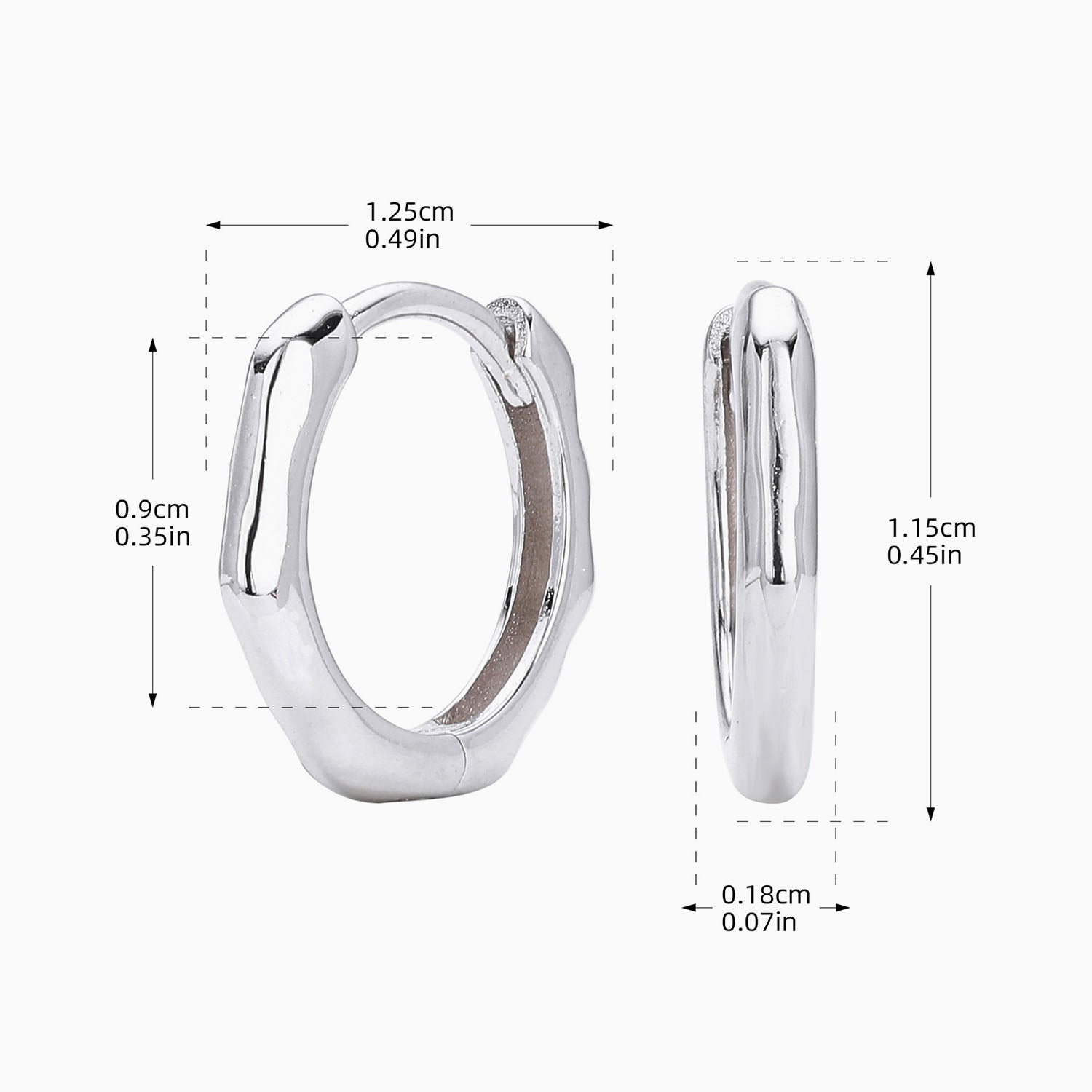 Wave Octagon Huggie Hoop Earrings - Silver