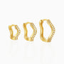 Wavy 3 Piece Diamond Huggie Hoop Earring Bundles - Gold