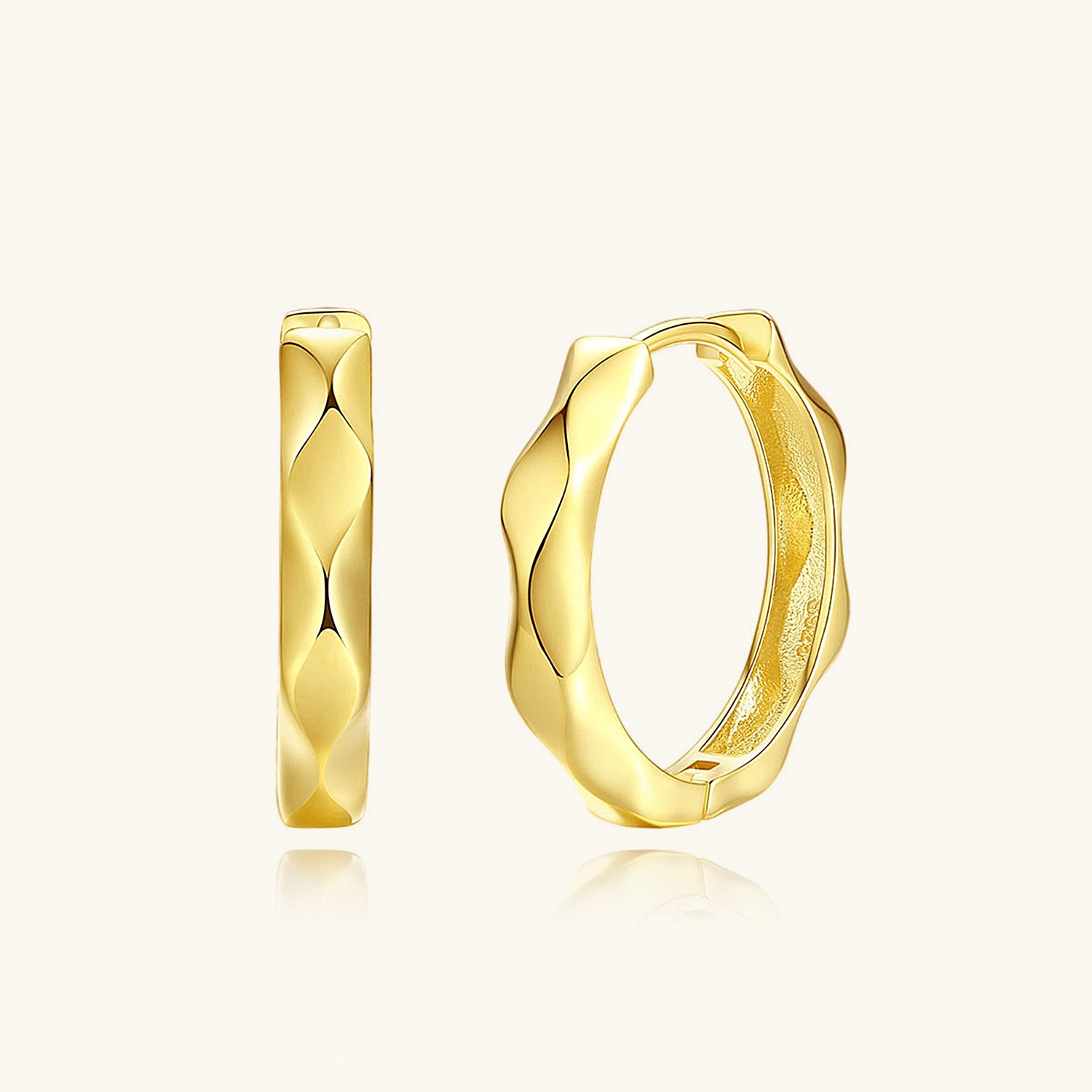 Wavy Ripped Hoop Earrings - Gold