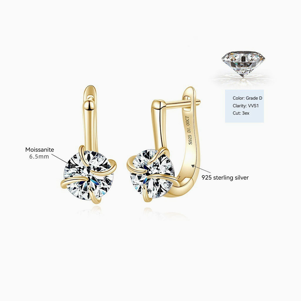 Windmill Moissanite Huggie Hoop Earrings - Gold