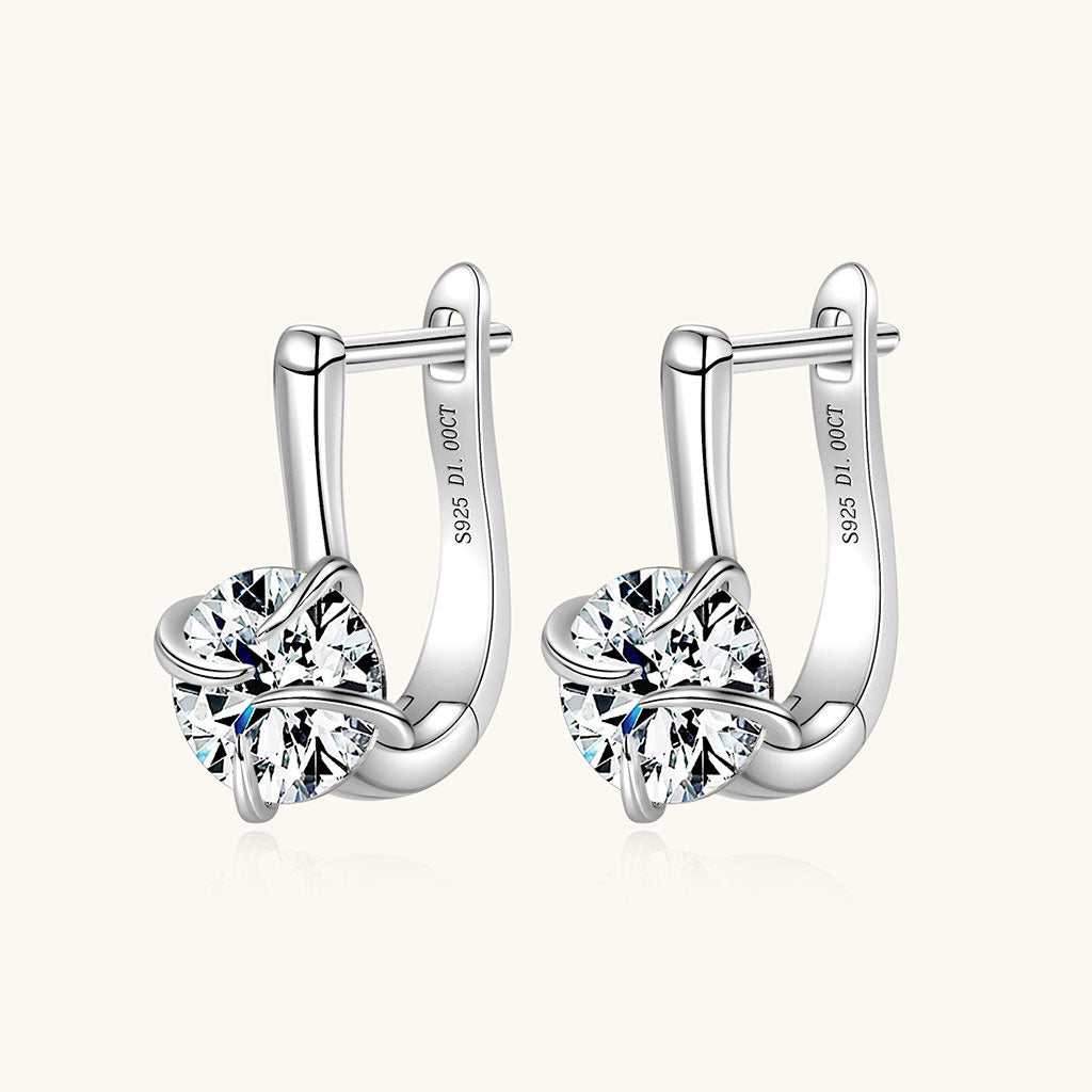 Windmill Moissanite Huggie Hoop Earrings - Silver
